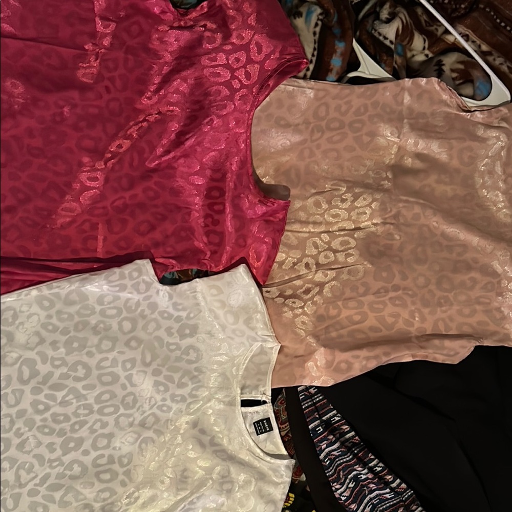 SHEIN Women's Leopard Print Blouses - Red, Pink, White